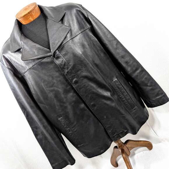 NWOT! GUESS! SUPPLE SOFT BLACK GENUINE LEATHER WOOL ZIP LINER JACKET, COAT!SZ XL - Picture 14 of 14